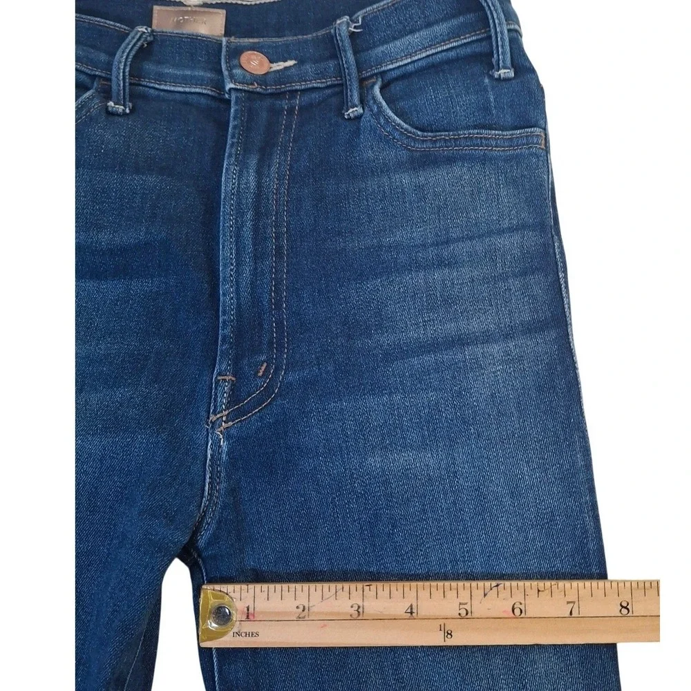 Mother The Hustler Ankle Fray Jeans Size 27 in Home Movies Wash Blue Flare
